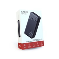 C-TECH Powerbanka 30000mAh, Li-Pol, 20W, USB-C/USB-A/micro USB