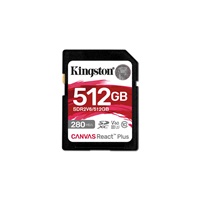 Kingston SDXC karta 512GB Canvas React Plus, UHS-II, U3, V60, R:280/W:150MB/s