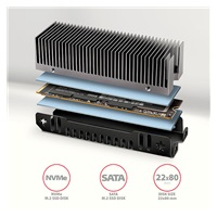 AXAGON CLR-M2XT, aluminiowy pasywny radiator dla jedno- i dwustronnych dysków M.2 SSD, wysokość 24 mm