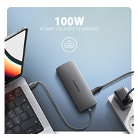 AXAGON HMC-8HLSA, USB 5Gbps hub, 3x USB-A, HDMI 4k/60Hz, RJ-45 GLAN, SD/microSD, audio, PD 100W, kabel USB-C 20cm