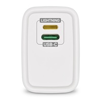 CONNECT IT Duplex nabíjecí adaptér 1xLightning, 1×USB-C, 20W, 1xLightning - USB-C kabel, bílá