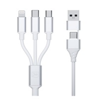 3mk nabíjecí kabel - Hyper Cable 3in1 A/C to C/Micro/Lightning 1.5m, bílá