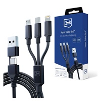 3mk nabíjecí kabel - Hyper Cable 3in1 A/C to C/Micro/Lightning 1.5m, černá
