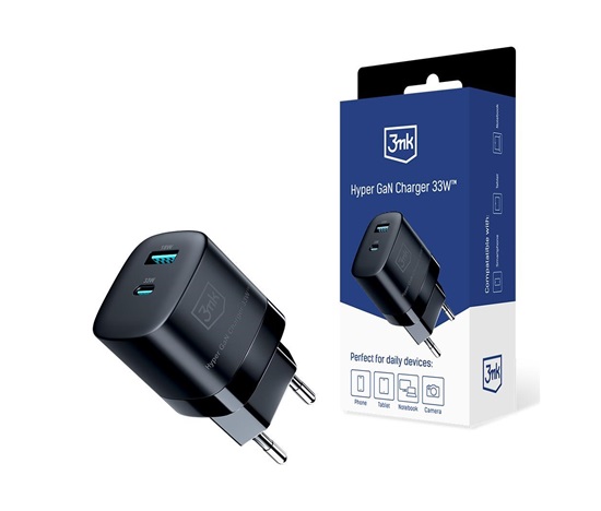 3mk síťová nabíječka - Hyper GaN Charger 33W, černá