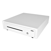 Virtuos pokladní zásuvka C420D - s kabelem, kovové držáky, 9-24V, bílá