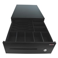 Virtuos pokladní zásuvka SK-325C - s kabelem, pořadač 6/8, 9-24V, černá