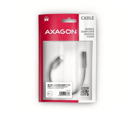 AXAGON ADA-HC, USB-C na 3.5mm jack - Hi-Res DAC audio adaptér, 384kHz/32bit, stereo