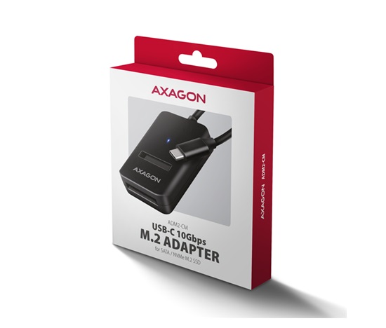 AXAGON ADM2-CM USB-C 10Gbps - M.2 NVMe & SATA SSD adaptér, kabel USB-C 10cm