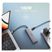 AXAGON HMC-5H60, USB 5Gbps hub, porty 2x USB-A, 1x USB-C, HDMI 4k/60, PD 100W, kabel USB-C 15cm