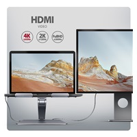 AXAGON HMC-STND, stojan pro 10"-16" notebooky, USB 5Gbps hub, 3x USB-A, HDMI 4k/60Hz, RJ-45, PD 100W, kabel USB-C 60cm