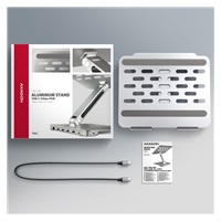 AXAGON HMC-STND, stojan pro 10"-16" notebooky, USB 5Gbps hub, 3x USB-A, HDMI 4k/60Hz, RJ-45, PD 100W, kabel USB-C 60cm