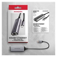 AXAGON ADE-TXPD, USB-C 3.2 Gen 1 - karta sieciowa Gigabit Ethernet, Asix AX88179, PD 100W, instalacja automatyczna