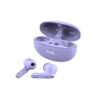 TRUST sluchátka Yavi, Bluetooth ENC, špunty, fialová
