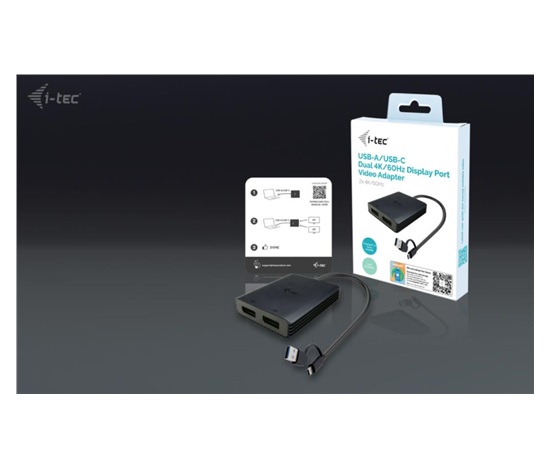 i-tec USB-A/USB-C Dual 4K DP Video Adapter