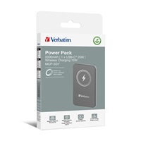 VERBATIM Powerbanka Charge ‘n‘ Go, Magnetická, 5000 mAh, USB-C, Šedá