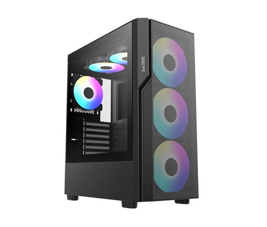 1stCOOL skříň GAMER 5, Mid tower, AU, USB 3.0, USB-C, 2x 140 ARGB Fan, 1x 120 ARGB Fan, bez zdroje, černá