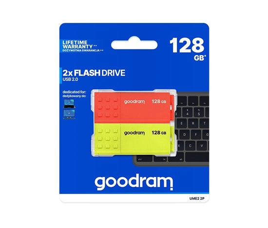 GOODRAM Flash Disk 2x128GB UME2, USB 2.0, červená, žlutá