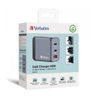 VERBATIM GaN Nabíječka do sítě GNC-65, 65W, 2x USB-C, 1x USB