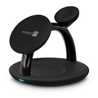 CONNECT IT Bezdrátová nabíječka 3v1 MultiCharge MagSafe pro IPhone, Apple Watch a AirPods, 15 W, Černá