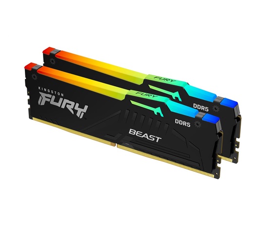 KINGSTON DIMM DDR5 16GB (Kit of 2) 6000MT/s CL30 Non-ECC FURY Beast RGB EXPO, Černá