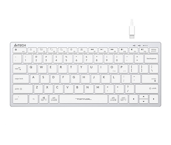 A4tech Klávesnice FX51, kancelářská klávesnice, membránová, bezdrátová, CZ/SK, Bílá