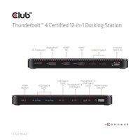 Club3D Dokovací stanice USB-C 12v1, 1xDP, 1xHDMI, 2xUSB-C, 4xUSB, 1xRJ45, černá