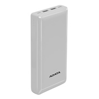 ADATA PowerBank C20, 20000mAh, 3.7A, bílá (74Wh)