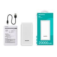 ADATA PowerBank C20, 20000mAh, 3.7A, bílá (74Wh)