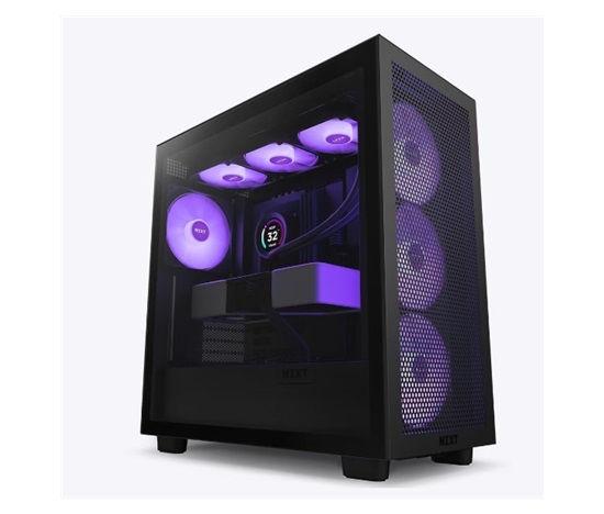 NZXT skříň H7 Flow RGB edition / ATX / 3x 140 mm fan / USB-C / 2x USB / prosklená bočnice / mesh panel / RGB / černá