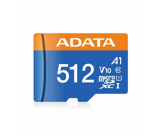 ADATA MicroSDXC karta 512GB Premier UHS-I C10 V10 (R:100/W:25 MB/s) + SD adaptér