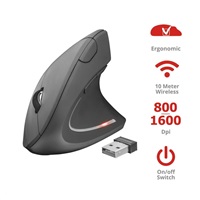 BAZAR - TRUST Myš Verto wireless ergonomic mouse USB, black (černá) - Poškozený obal (Komplet)