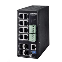 Vivotek AW-IHT-1271, Industriální switch 8xGbe POE (budget 240W, 802.3af/at) + 4x SFP, management L2+,