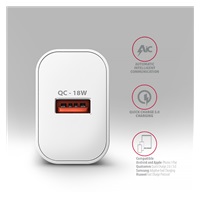 AXAGON ACU-QC18W, ładowarka sieciowa 18W, 1x port USB-A, QC3.0/AFC/Apple, biała