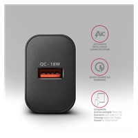 AXAGON ACU-QC18, ładowarka sieciowa 18W, 1x port USB-A, QC3.0/AFC/Apple, czarna