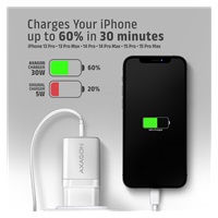 AXAGON ACU-PD30W, ładowarka sieciowa Sil 30W, 1x port USB-C, PD3.0/PPS/QC4+/SFC/AFC/Apple, biała