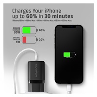 AXAGON ACU-PD30, ładowarka sieciowa Sil 30W, 1x port USB-C, PD3.0/PPS/QC4+/SFC/AFC/Apple, czarna