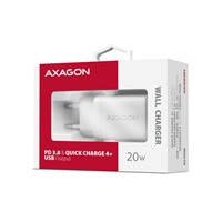 AXAGON ACU-PD20W, ładowarka sieciowa 20W, 1x port USB-C, PD3.0/PPS/QC4+/AFC/Apple, biała