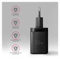 AXAGON ACU-PD20, ładowarka sieciowa 20W, 1x port USB-C, PD3.0/PPS/QC4+/AFC/Apple, czarna