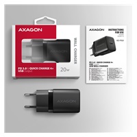 AXAGON ACU-PD20, ładowarka sieciowa 20W, 1x port USB-C, PD3.0/PPS/QC4+/AFC/Apple, czarna