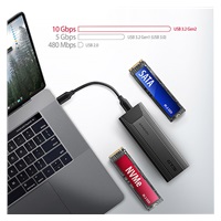AXAGON EEM2-GTS2, 10Gbps USB-C - M.2 NVMe & SATA SSD metalowy THIN box, bezśrubowy