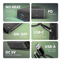 AXAGON HMC-U4, stacja dokująca USB4 40 Gb/s, 3x USB-A, 2x USB-C, HDMI & DP 8K/30Hz, RJ-45, SD/mSD, audio, PD 100W, kabel