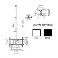 Držák Tv na strop Fiber Mounts T750 -  černý