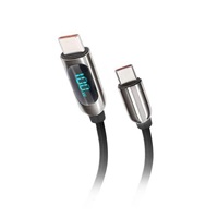 Solight USB-C kabel s displejem, USB-C konektor - USB-C konektor, 100W, 1m