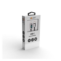 Solight USB-C kabel s displejem, USB-C konektor - USB-C konektor, 100W, 1m