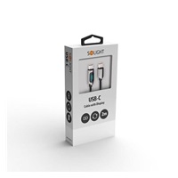 Solight USB-C kabel s displejem, USB-C konektor - USB-C konektor, 100W, 2m
