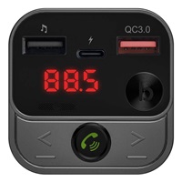 CONNECT IT InCarz Bezdrátový FM transmitter, 2x USB-A + 1x USB-C, Stříbrno-černá