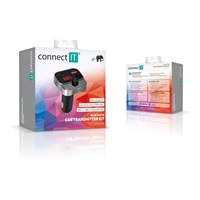 CONNECT IT InCarz Bezdrátový FM transmitter, 2x USB-A + 1x USB-C, Stříbrno-černá