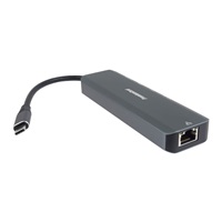 PREMIUMCORD Adaptér USB-C na Gigabit 10/100/1000Mbps + 1x HDMI,  2x USB3.2, 1x PD 100W konektor, Šedá