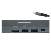 PREMIUMCORD Adaptér USB-C na Gigabit 10/100/1000Mbps + 1x HDMI,  2x USB3.2, 1x PD 100W konektor, Šedá