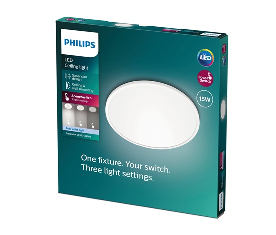 PHILIPS stropní světlo Superslim CL550 SS RD 15W 40K W WV 06 - bílá